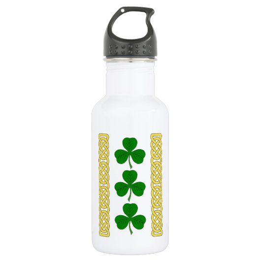 Shamrock Trio en Knotwork Bands Waterfles (Voorkant)