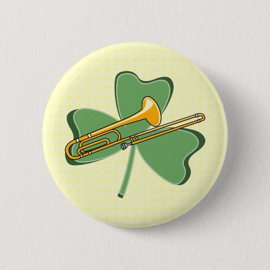 Shamrock Trombone Ronde Button 5,7 Cm (Voorkant)