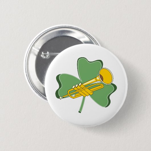 Shamrock trompet ronde button 5,7 cm (Voorkant /achterkant)