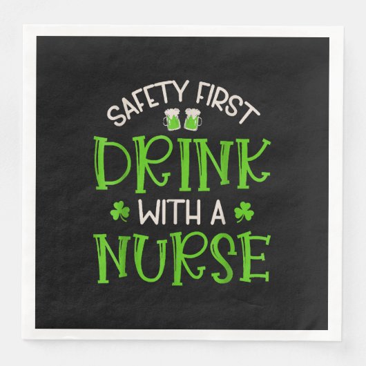 Shamrock veiligheid eerste Drink met een verpleegs Servet (Voorkant)