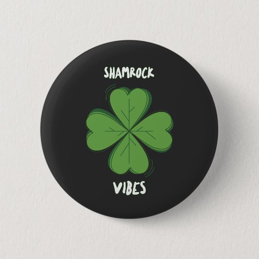 Shamrock Vibes Vierbladige Klaver St. Paddy's Dag Ronde Button 5,7 Cm (Voorkant)