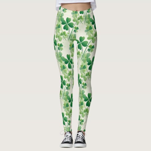 Shamrock Vierbladig Klaver St Patrick's Day Leggings (Voorkant)