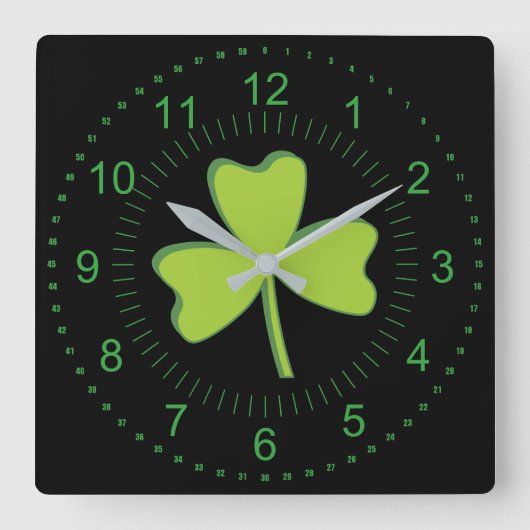 Shamrock Vierkante Klok (Voorkant)