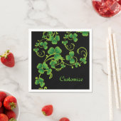 Shamrock Vines Green en Black Napkins Servet (Insitu)
