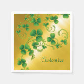 Shamrock Vines Green en Gold Napkins Servetten (Voorkant)