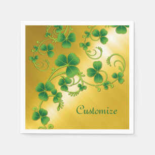 Shamrock Vines Green en Gold Napkins Servetten