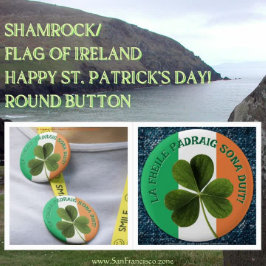 Shamrock / Vlag van Ierland Happy St. Patrick's Da Ronde Button 5,7 Cm