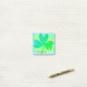 Shamrock Waterverf Green Turquoise Monogram 3x3 Post-it® Notes (Op bureau)