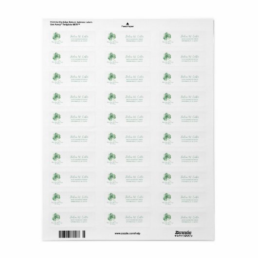 Shamrock Waterverf St. Pat Irish Blessing Green Etiket (Full Sheet)