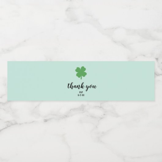 Shamrock Wedding Custom Favors Waterfles Etiket (Enkel label)
