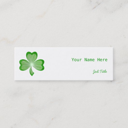 Shamrock White side skinny green back Mini Visitekaartje (Voorkant)