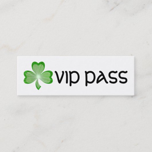 Shamrock White 'VIP PASS' visitekaartje skinny (Voorkant)