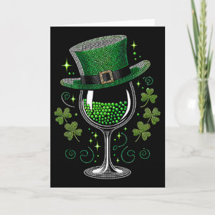 Shamrock Wijn Glas Drinken St Patricks Dag Iers Kaart