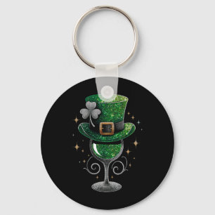 Shamrock Wijn Glas Drinken St Patricks Dag Iers Sleutelhanger