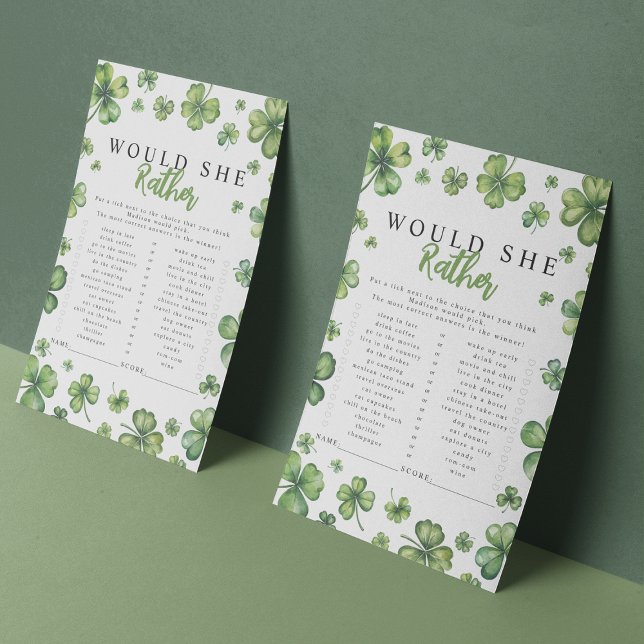 Shamrock wil liever Baby shower spel (Creator heeft geüpload)