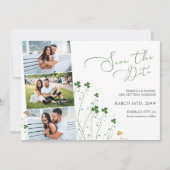 Shamrock Wildflower Elegant Wedding 3 Foto Save The Date (Voorkant)