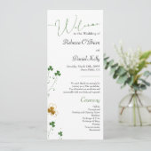 Shamrock Wildflower Elegant Wedding Program Kaart (Staand voorkant)