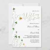 Shamrock Wildflower Green Gold Wedding Reception Kaart (Voorkant)