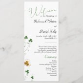 Shamrock Wildflower Groen en Goud Elegant Bruiloft Programmakaart (Voorkant)