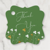 Shamrock Wildflower Groen Goud Ierse bruiloft Bedankjes Labels (Voorkant)