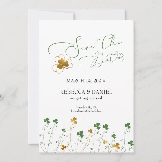Shamrock Wildflower Weddenfoto Save The Date (Voorkant)
