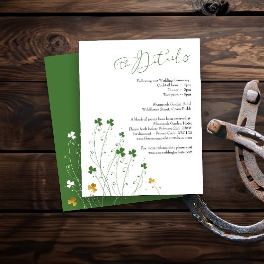 Shamrock Wildflower Wedding Details Informatiekaartje
