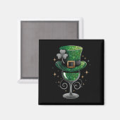 Shamrock Wine Gles Drink St Patricks Day Irish Magneet (Voorkant / Achterkant)