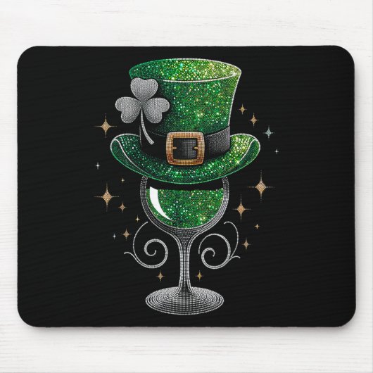 Shamrock Wine Gles Drink St Patricks Day Irish Muismat (Voorkant)