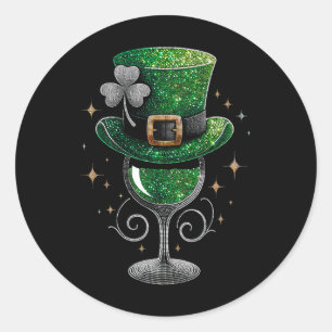 Shamrock Wine Gles Drink St Patricks Day Irish Ronde Sticker