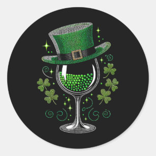 Shamrock Wine Gles Drink St Patricks Day Irish Ronde Sticker