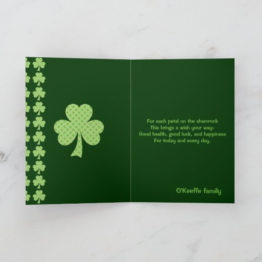 Shamrock with Polka dots St. Patrick's Day Kaart (Binnen)