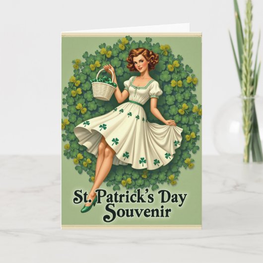 Shamrock Wreath Retro Card Kaart (Voorkant)