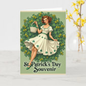 Shamrock Wreath Retro Card Kaart (Gele Bloem)