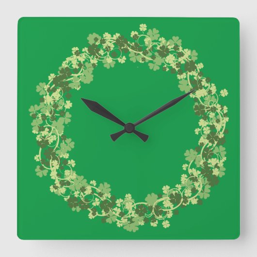 Shamrock Wreath Vierkante Klok (Voorkant)