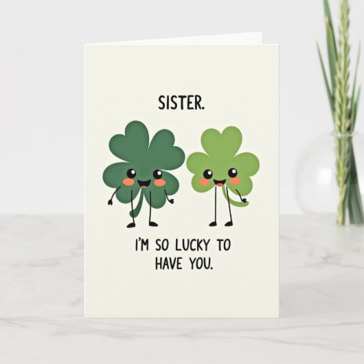 Shamrock Zusje Lucky Kaart (Voorkant)