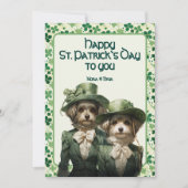 Shamrock-zusters: Maltese pups vieren St. Paddy Feestdagenkaart (Voorkant)
