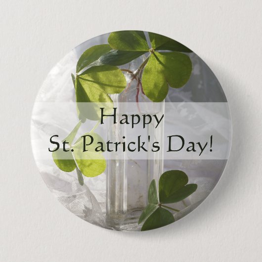 Shamrocken in een fles ronde button 7,6 cm (Voorkant)