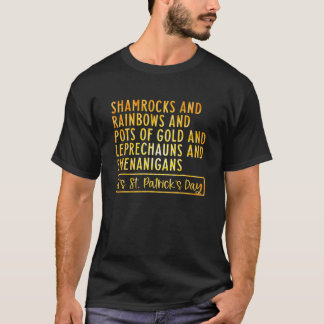 Shamrocken, regenbogen en goudstaafpit (Ierse StPa T-shirt