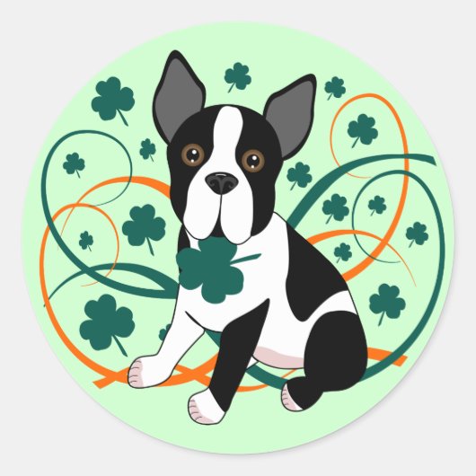 Shamrockin' Terrier Ronde Sticker (Voorkant)