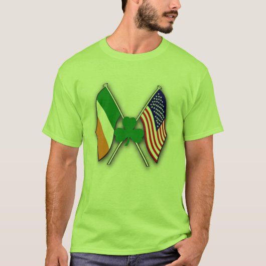 Shamrock'n USA & IRISH Flags T-shirt (Voorkant)