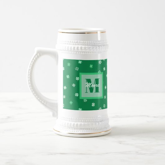 Shamrocks 4-leafed clovers - Licht tot donkerder G Bierpul (Links)