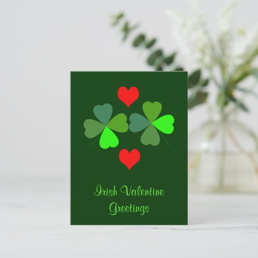 Shamrocks and Hearts Briefkaart (Staand voorkant)