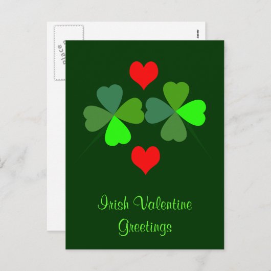 Shamrocks and Hearts Briefkaart (Voorkant / Achterkant)
