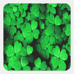 Shamrocks and Hearts Saint Patrick's Day Green Vierkante Sticker