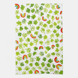 Shamrocks and Rainbows Waterverf Ierland Theedoek