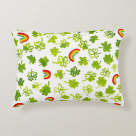 Shamrocks and Rainbows Waterverf Pattern Irish Accent Kussen