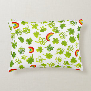 Shamrocks and Rainbows Waterverf Pattern Irish Accent Kussen