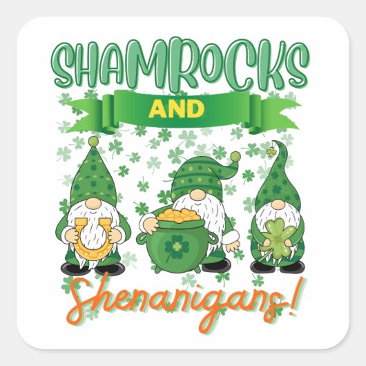 Shamrocks and Shenanigans St Patrick's Day Lucky Vierkante Sticker (Voorkant)
