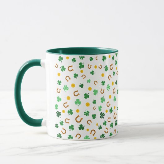 Shamrocks Background Coffee Mok (Links)