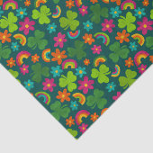 Shamrocks, Bloemen en Regenbogen St. Patrick's Day Tissuepapier (Detail)
